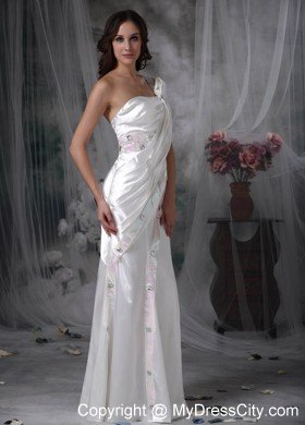 Single Shoulder Column Floor-length Beading and Sequins Wedding Dress