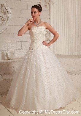 Special Tulle Strapless Appliques Polka Dot Wedding Dress Floor-length