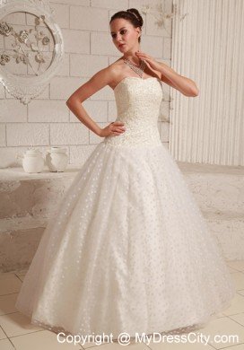 Special Tulle Strapless Appliques Polka Dot Wedding Dress Floor-length