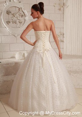 Special Tulle Strapless Appliques Polka Dot Wedding Dress Floor-length