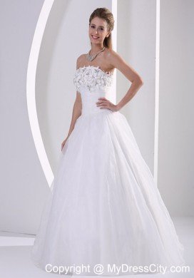 Organza A-line Appliques and Beading Wedding Dress With Zipper-up