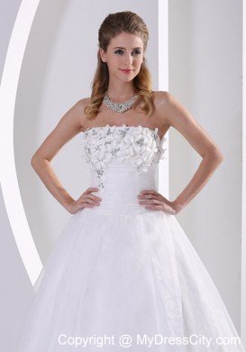 Organza A-line Appliques and Beading Wedding Dress With Zipper-up