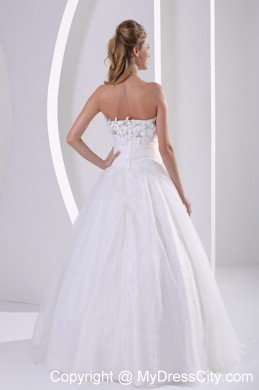 Organza A-line Appliques and Beading Wedding Dress With Zipper-up