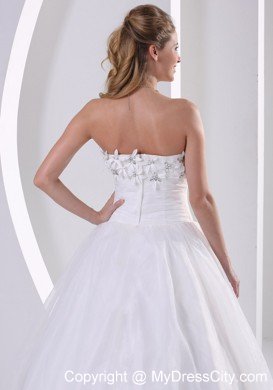 Organza A-line Appliques and Beading Wedding Dress With Zipper-up