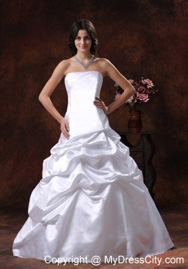 Custom Made Strapless White A-line Wedding Bridal Gown under 200