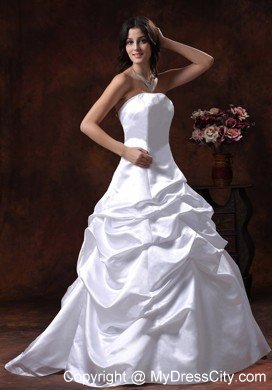 Custom Made Strapless White A-line Wedding Bridal Gown under 200