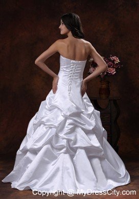 Custom Made Strapless White A-line Wedding Bridal Gown under 200