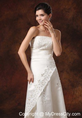 Vintage-inspired Long Strapless Wedding Dress With Lace Over Skirt