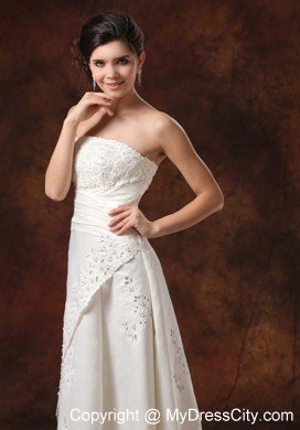 Vintage-inspired Long Strapless Wedding Dress With Lace Over Skirt