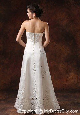 Vintage-inspired Long Strapless Wedding Dress With Lace Over Skirt