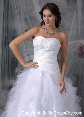 2013 Romantic A-line Sweetheart Taffeta and Tulle Ruffled Wedding Dress