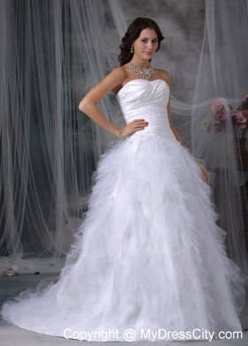 2013 Romantic A-line Sweetheart Taffeta and Tulle Ruffled Wedding Dress