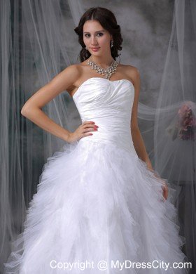 2013 Romantic A-line Sweetheart Taffeta and Tulle Ruffled Wedding Dress