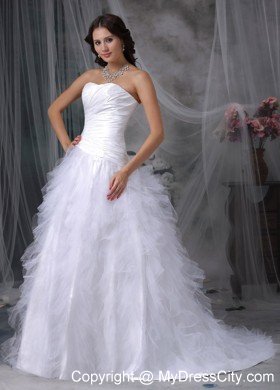 2013 Romantic A-line Sweetheart Taffeta and Tulle Ruffled Wedding Dress