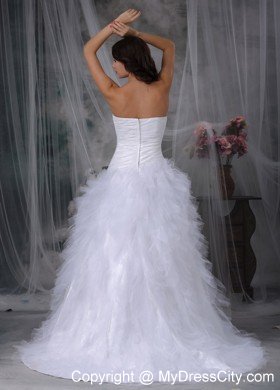 2013 Romantic A-line Sweetheart Taffeta and Tulle Ruffled Wedding Dress