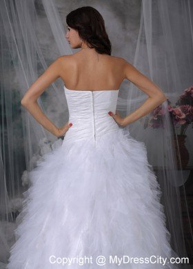 2013 Romantic A-line Sweetheart Taffeta and Tulle Ruffled Wedding Dress