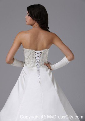 Graceful Embroidery Brush Train Sweetheart Wedding Gowns Sleeveless