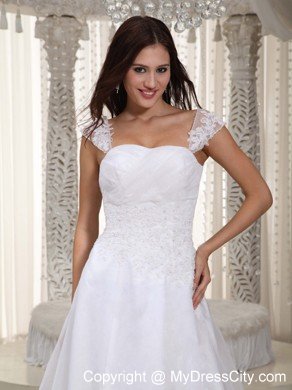 Wanted Slinky A-line Straps Court Train Lace Ruched Wedding Gowns