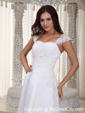 Wanted Slinky A-line Straps Court Train Lace Ruched Wedding Gowns