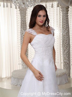 Wanted Slinky A-line Straps Court Train Lace Ruched Wedding Gowns