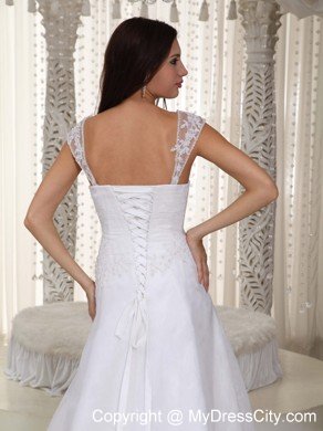 Wanted Slinky A-line Straps Court Train Lace Ruched Wedding Gowns