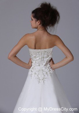 Exquisite Long Strapless Embroidery Brush A-Line Wedding Dress