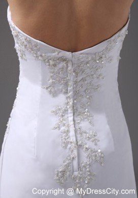 Wedding Dress Embroidery Decorated Bodice Brush Train Chiffon