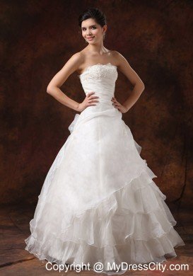 Ruffles Layered and Lace Decorated Bust Wedding Gown for 2013