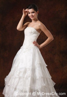 Ruffles Layered and Lace Decorated Bust Wedding Gown for 2013