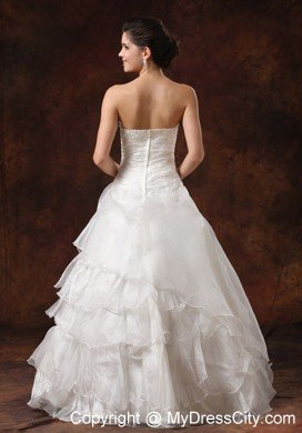 Ruffles Layered and Lace Decorated Bust Wedding Gown for 2013