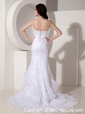 Mermaid Organza Wedding Dress with Lace-up and Ruffles Layered