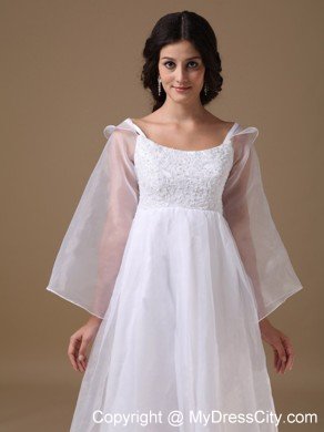 2013 Beautiful Lace Decorated A-line Scoop Organza Wedding Gown