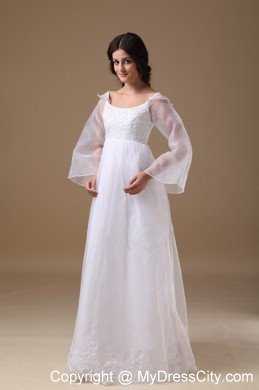 2013 Beautiful Lace Decorated A-line Scoop Organza Wedding Gown