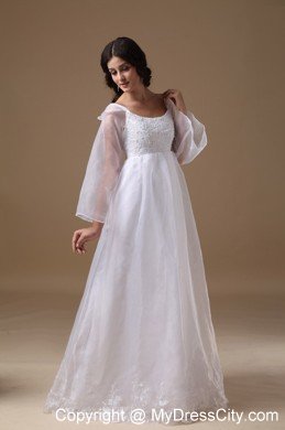 2013 Beautiful Lace Decorated A-line Scoop Organza Wedding Gown