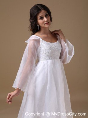 2013 Beautiful Lace Decorated A-line Scoop Organza Wedding Gown