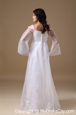 2013 Beautiful Lace Decorated A-line Scoop Organza Wedding Gown