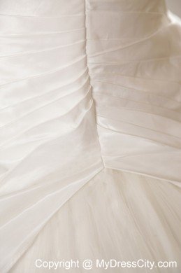 Ball Gown Court Train Tulle and Taffeta Beading Wedding Dress