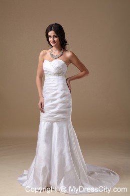 Beaded Decorate Waist Mermaid Sweetheart Church Wedding Dress