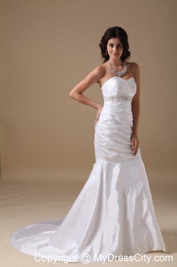 Beaded Decorate Waist Mermaid Sweetheart Church Wedding Dress