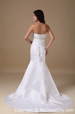 Beaded Decorate Waist Mermaid Sweetheart Church Wedding Dress