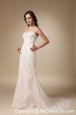 Romantic Champagne Column Sweetheart Garden Wedding Dresses