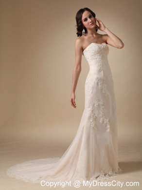 Romantic Champagne Column Sweetheart Garden Wedding Dresses