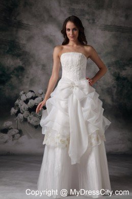 2013 Summer Discount Strapless Bow Appliques Wedding Gowns