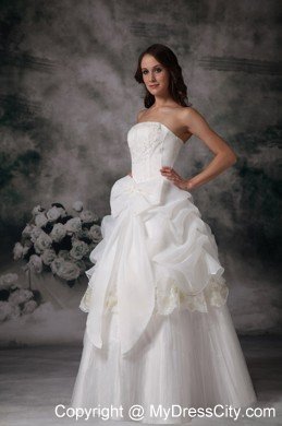 2013 Summer Discount Strapless Bow Appliques Wedding Gowns