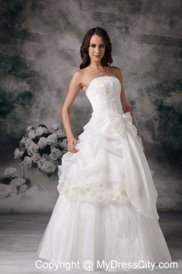 2013 Summer Discount Strapless Bow Appliques Wedding Gowns