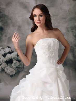 2013 Summer Discount Strapless Bow Appliques Wedding Gowns