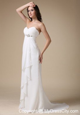 Cheap Empire Sweetheart Beading Sweep Train Garden Wedding Dress