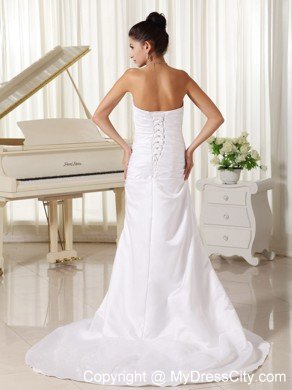 2013 Spring Appliques Decorate Column Strapless Dress for Wedding