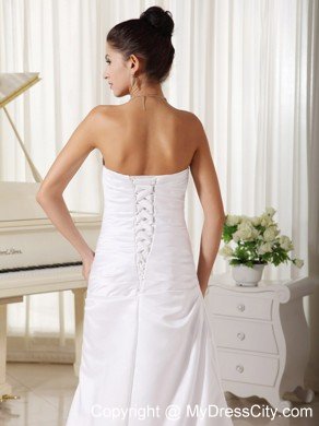 2013 Spring Appliques Decorate Column Strapless Dress for Wedding