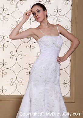 Beading Decorate Bodice Mermaid Spaghetti Straps Wedding Dress with Lace